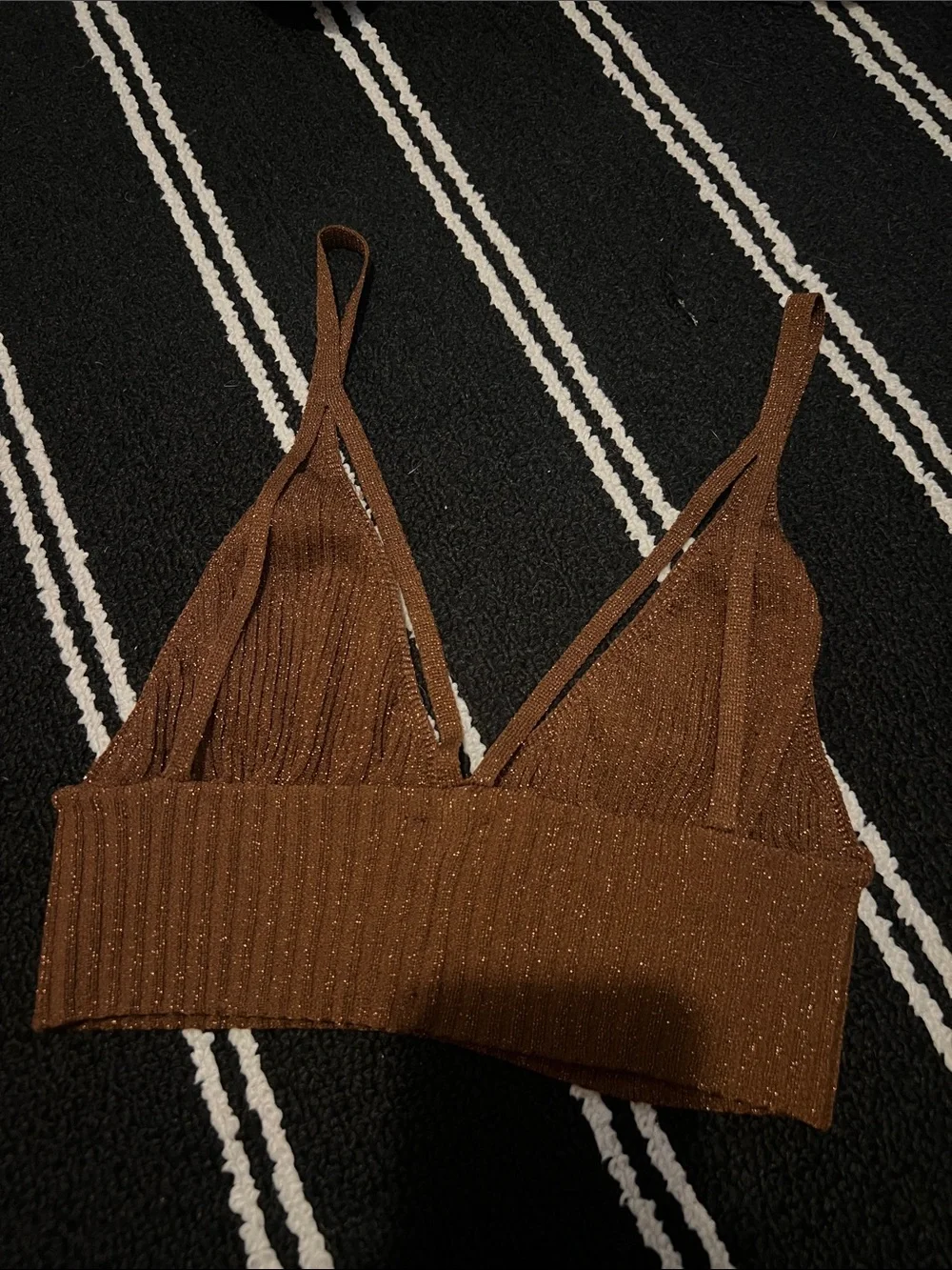 Free People Brown Ellery Sweater Longline Bralette Crop Top in Bronzed Copper